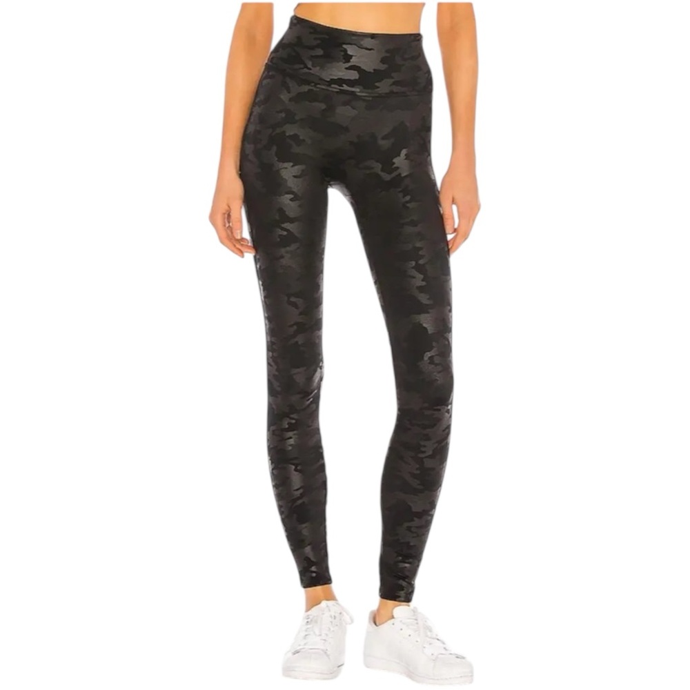 Spanx High Waisted Black Camouflage Leggings